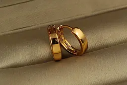 Сережки кільця Хuping Jewelry гладкі 1,3 см золотисті