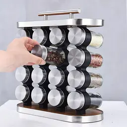 Набір для спецій 16 відсіків — Stainless steel and wood - мініатюра 2