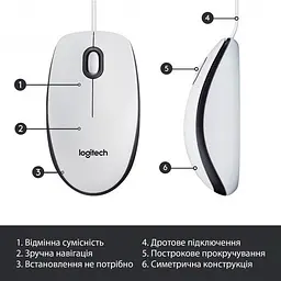 Миша Logitech Mouse M100 Білий (6853363) - мініатюра 4