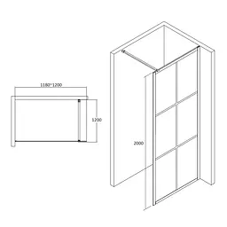 Душова стінка Volle Malla Negra Walk-In 120x200 18-08-120black set, прозорий - мініатюра 2