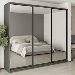 Шафа-купе тридверна MebelStar Комбо BG 3 Дзеркала 270x45x240 см Антрацит (MBS-9797)