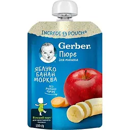 Фруктово-овощное пюре Gerber Яблоко, Банан, Морковь, 150 г