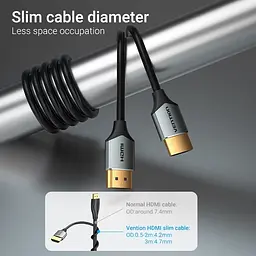 Кабель HDMI M - M, 1.0 м, V2.0, 4K 60Гц PVC сірий Vention - мініатюра 6