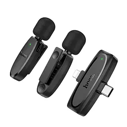 Бездротова мікрофонна система HOCO L15 dual-mic (iP/Type-C) Black (6942007638623) - мініатюра 3