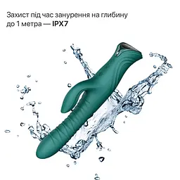 Смарт пульсатор-кролик з вібрацією Zalo Mose 2 Turquoise Green, підігрів до 42 °C, кристал Swarovski - мініатюра 9