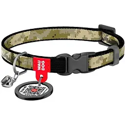 Нашийник для котів Waudog Nylon Мілітарі з QR-паспортом XS 20-30х1 см
