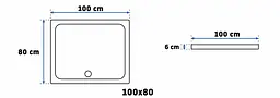 Душовий піддон Rea Savoy white 80x100 REA-K5332, Білий - мініатюра 2
