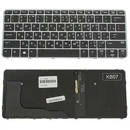 Клавіатура для ноутбука HP (EliteBook: 820 G3) rus, чорний, сріблястий frame, без джойстика, підсвічування клавіш