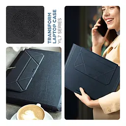 Чохол-конверт для ноутбука 16 , Laptop Sleeve Stand YL7 чорний, універсальний, з підставкою, магнітна застібка, захисний чохол зі штучної шкіри з підкладкою та внутрішньою кишенею, ArmorStandart (ARM69064) - мініатюра 4