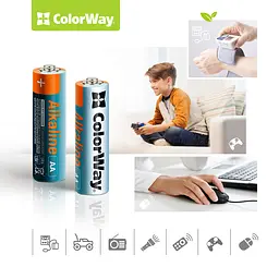 Батарейка AA (LR6), щелочная, ColorWay Alkaline Power, 24 шт, 1.5V, Plastic box (CW-BALR06-24PB) - мініатюра 3