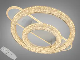 Стельова LED-люстра Diasha 9711/500+300WH, кришталь, димер, пульт, 80 W, 62 см, 13-20m2