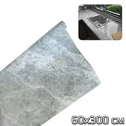 Самоклеюча плівка Сірий мармур 60×300 см, глянцева, для кухні та стільниці - мініатюра 4