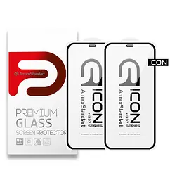 Захисне 3D скло для Apple iPhone 12 Pro/12, Icon 3D, загартоване, 9H, загартоване скло, повне проклеювання, протиударне, глянсове з олеофобним покриттям, на весь екран, сумісне з чохлами, проста установка, ArmorStandart (ARM59888)