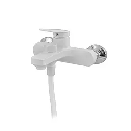 Змішувач для ванни Plamix Lucas-009 Euro SET (зі шлангом лійкою та кронштейном) white PM0708 Білий - мініатюра 3