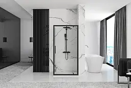 Душова кабіна Rea Rapid Swing 90x90 black REA-K6422 + REA-K6409, Чорний матовий, Універсальна, прозрачний, Чорний матовий - мініатюра 5