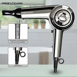 Фен для волосся хромований Profi Care PC-HT 3033 - мініатюра 2