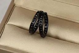 Сережки Xuping Jewelry одна доріжка з камінням бортики по краях із покриттям блек ган 1,7 см чорні
