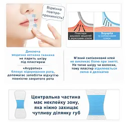 Пластир метеликоподібної форми на рот від хропіння японського виробництва Suyapita Стандартна фіксація 30 шт + кліпса для носа від хропіння 2 шт (1234-02) - мініатюра 2