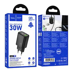 МЗП Hoco N63 Gentle PD30W+QC3.0 (1USB-A/1C) Black - мініатюра 4