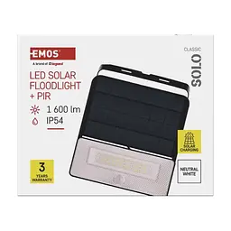 Прожектор EMOS сонячний світлодіодний 1600 лм IP54 4000K PIR (ZG122S) - мініатюра 2
