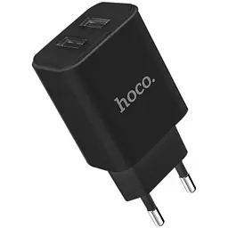 Мережевий зарядний пристрій 2USB Hoco C62A 2.1A Black + USB Cable iPhone 8 - мініатюра 2