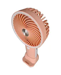 Вентилятор ручний акумуляторний з підставкою для телефону Mini Fan HX09-1 Персиковий з білим - мініатюра 2