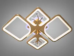 Стельова LED-люстра Diasha 8157/2+2G 83W, 68×49×12 см, 3 кольори світла, золото - мініатюра 3