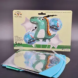 Фольгована кулька JS Balloon фігура "Dino party" 5 шт наповнення повітрям або гелієм для тематичних вечірок Різнокольоровий - мініатюра 2