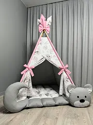 Дитячий вігвам Ведмедики на рожевих хмарах 2 з матрасиком БОНБОН Повний комплект 0004