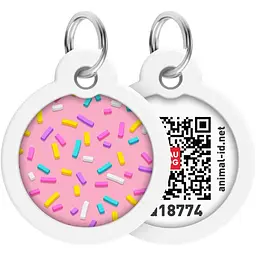 Адресник для собак і котів Waudog Smart ID з QR паспортом, Маршмеллоу, M, діаметр 30 мм
