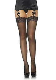Панчохи Leg Avenue Stockings Rhinestone backseam Black One size - мініатюра 2