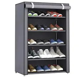 Стелаж тканинний для взуття 5 полиць сірий Combination Shoe Frame 60X30X90