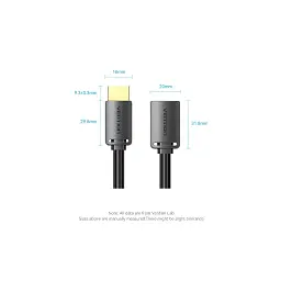 Кабель мультимедійний HDMI M to HDMI F 0.5m 4K60Hz black Vention (AHCBD) - мініатюра 6