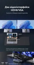 Бездротовий HDMI Vention передавач TX і приймач RX вхід HDMI виходи HDMI/VGA 1080p 60 Гц до 50 м без перешкод RX потребує USB-C 5 В 2 А для TX рекомендоване окреме живлення USB-C трансляція з телефона Wi-Fi без TX до 10 м аудіовихід 3,5 мм дублювання/розширення за підтримки ПК альбомний/портретний режим із телефона AirPlay приймач підтримує до 8 TX (додаткові окремо) кнопка відключення/підключення вебналаштування магнітна фіксація TX для зберігання сірий із чорним (ADTH0) - мініатюра 5