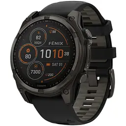 Смарт-часы Garmin Fenix 8 47 мм Solar Сапфир Графит/Титан Карбоновый DLC с силиконовым ремешком QuickFit 22 мм