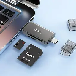 Кардрідер Hoco HB39 USB 3.0 /Type-C 3.0 High-Speed Card Reader 5Gbps SD/TF OTG/Type-C - мініатюра 2