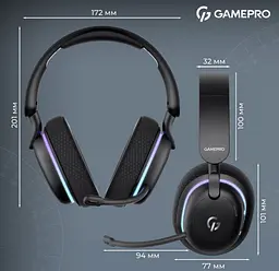 Ігрові бездротові навушники GamePro HSW-250 7.1 Bragi Asgard RGB Tri-Mod Black - мініатюра 17