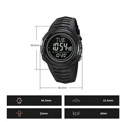 Годинник чоловічий спортивний з компасом Skmei 2147 Compass (Чорний з чорним циферблатом) - мініатюра 10