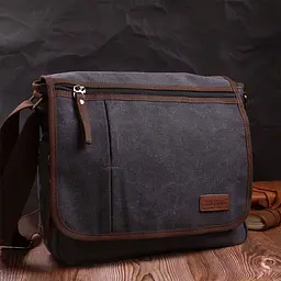 Сумка через плече для ноутбука 13" із щільного текстилю Vintage 22200 чорний - мініатюра 9