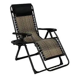 Розкладне крісло шезлонг LEOBRO Zero Gravity Premium Grey Rattan (LB-ZGC-G2-RG) - мініатюра 2