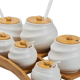 Набір баночок для сипучих продуктів 7 штук по 200/500 мл, білий Yiwu HP1231 - мініатюра 11