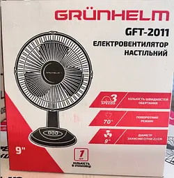 Настільний вентилятор від мережі Grunhelm GFT-2011 Ø 23 см 3 режими 35Вт - мініатюра 6