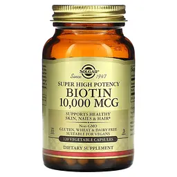 Біотин висока ефективність Biotin 10000 мкг 120 - вег. капсул