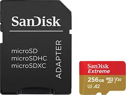 Карта пам'яті SanDisk microSDXC 256GB UHS-I Extreme U3 A2 V30 + SD Adapter (SDSQXAV-256G-GN6MA) [100884] - мініатюра 3