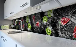 Вініловий кухонний фартух Ківі Бризки наклейка для кухні ПВХ полуниця Ягоди вода Чорний Happy Pocket Z181846 - мініатюра 6