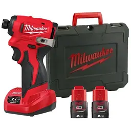 Шуруповерт ударний акумуляторний безщітковий 1/4'' HEX MILWAUKEE, M12 BLIDRC-202С, 124Нм