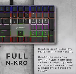 Клавіатура ігрова механічна GamePro GPMK-145R USB Outemu Red Swich Low Profile Dark Gray - мініатюра 5