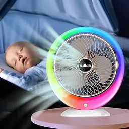 Настільний вентилятор з LED підсвічуванням, USB-заряджання / Портативний вентилятор-зволожувач повітря 3 швидкості, 1200 мАг - мініатюра 4