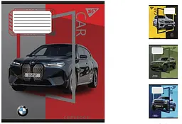 
Зошити учнівські 18 аркушів клітинка. YES Colour car, 25 шт. в упаковці