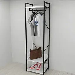 Шафа Гардероб Уні секція 1 серії Конект Ferrum-decor 220x60x50см Чорний метал ДСП Білий 32 мм (FRD-104499)